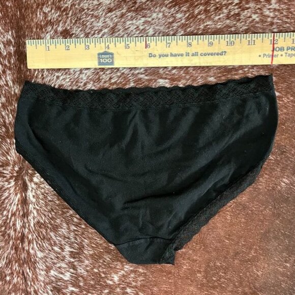 Natori Soft Stretch Lace Trim Brief Underwear Black Cotton Medium - Picture 2 of 8